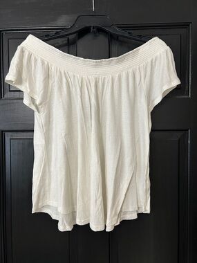 Cream Off-Shoulder Women’s Top - Smocked Neckline